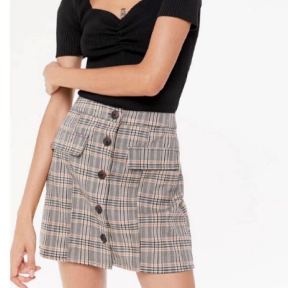 Urban Outfitters Plaid Button Skirt XS